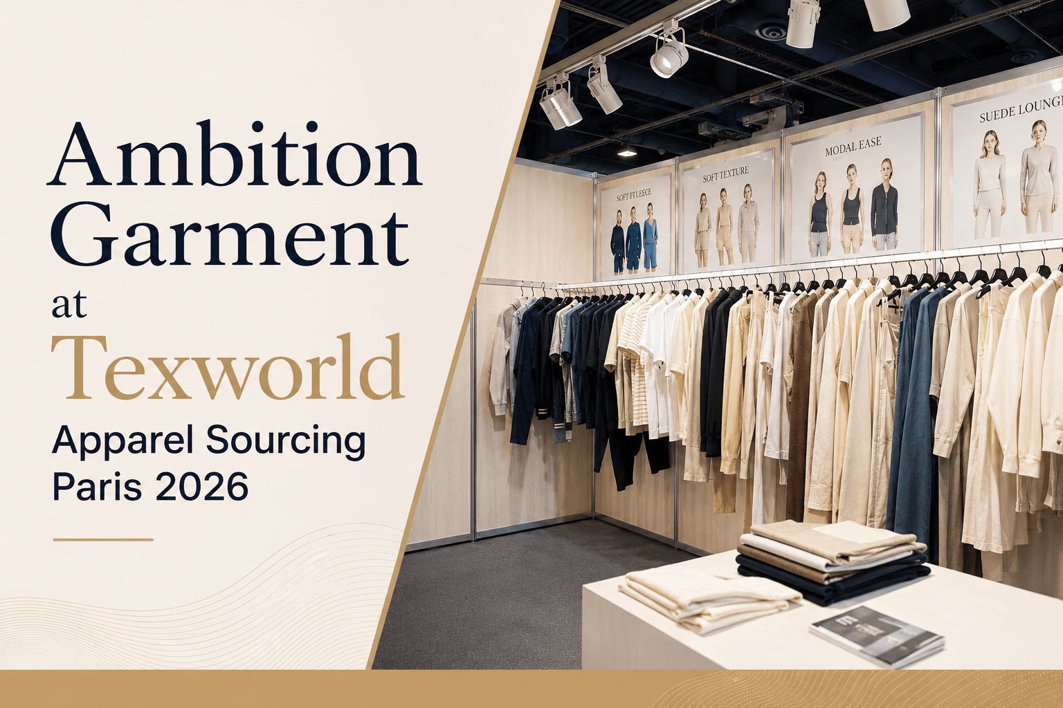 Ambition Garment booth at Texworld Apparel Sourcing Paris 2026 showcasing apparel collections